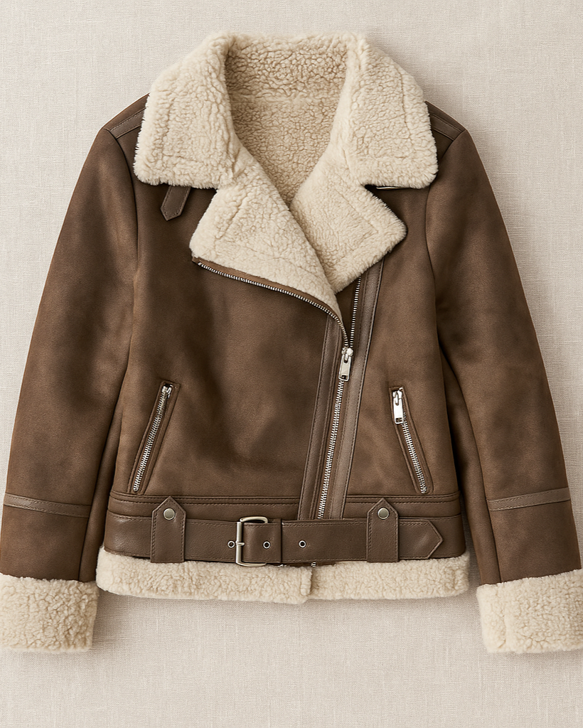 Bianca Shearling Moto Jacket