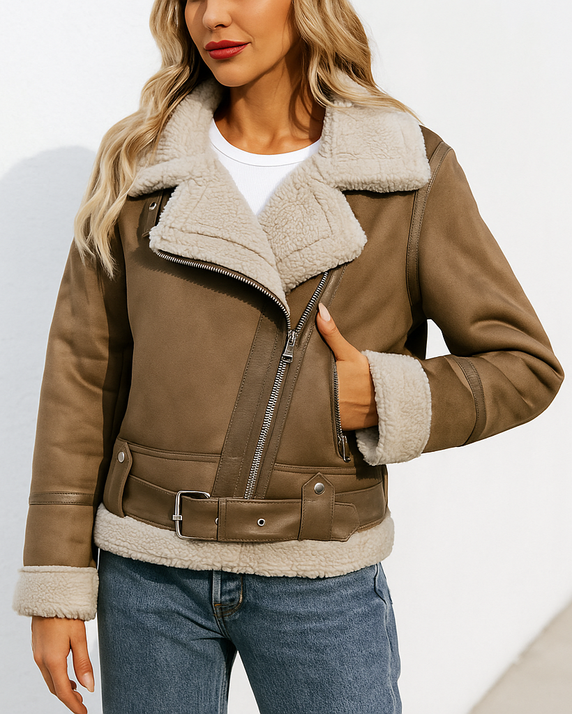 Bianca Shearling Moto Jacket