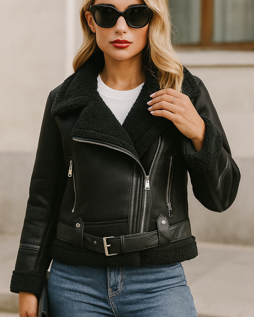 Bianca Shearling Moto Jacket