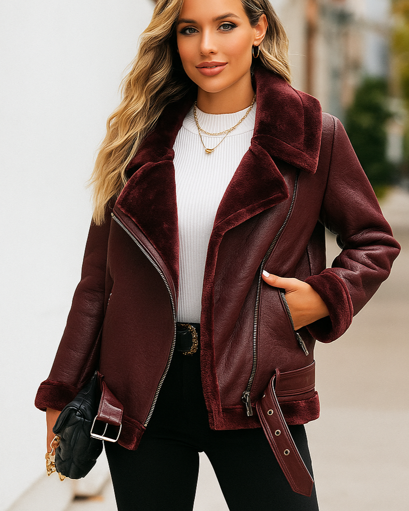 Bianca Shearling Moto Jacket