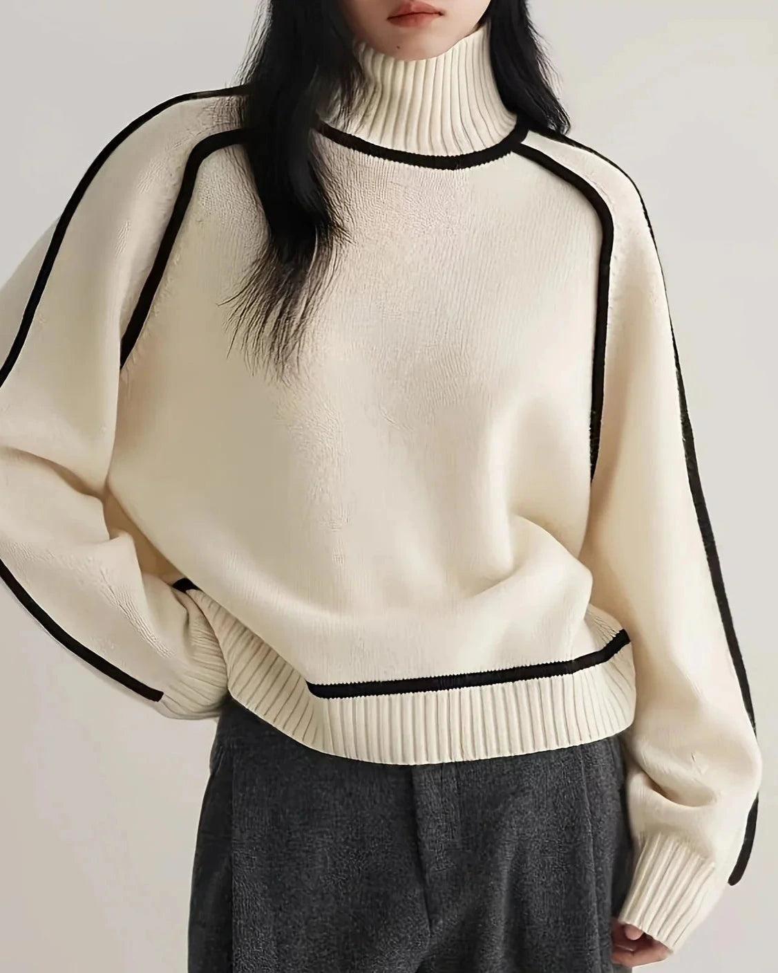Lucia Color-Blocked Turtleneck Sweater