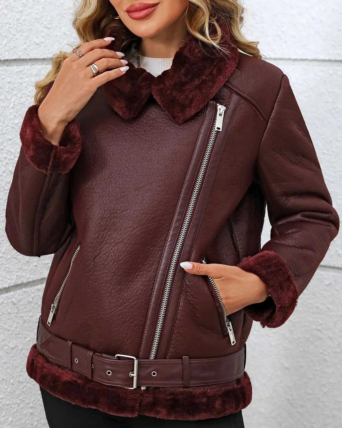 Bianca Shearling Moto Jacket