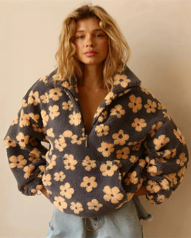 Alessia Floral Sherpa Pullover