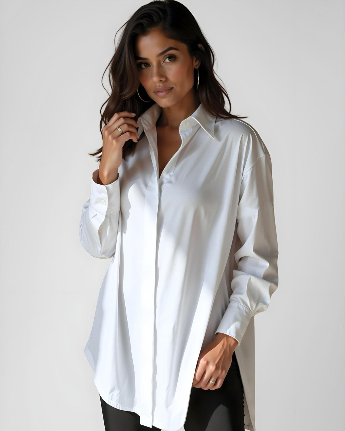 Oversized Lapel Button Shirt Dress