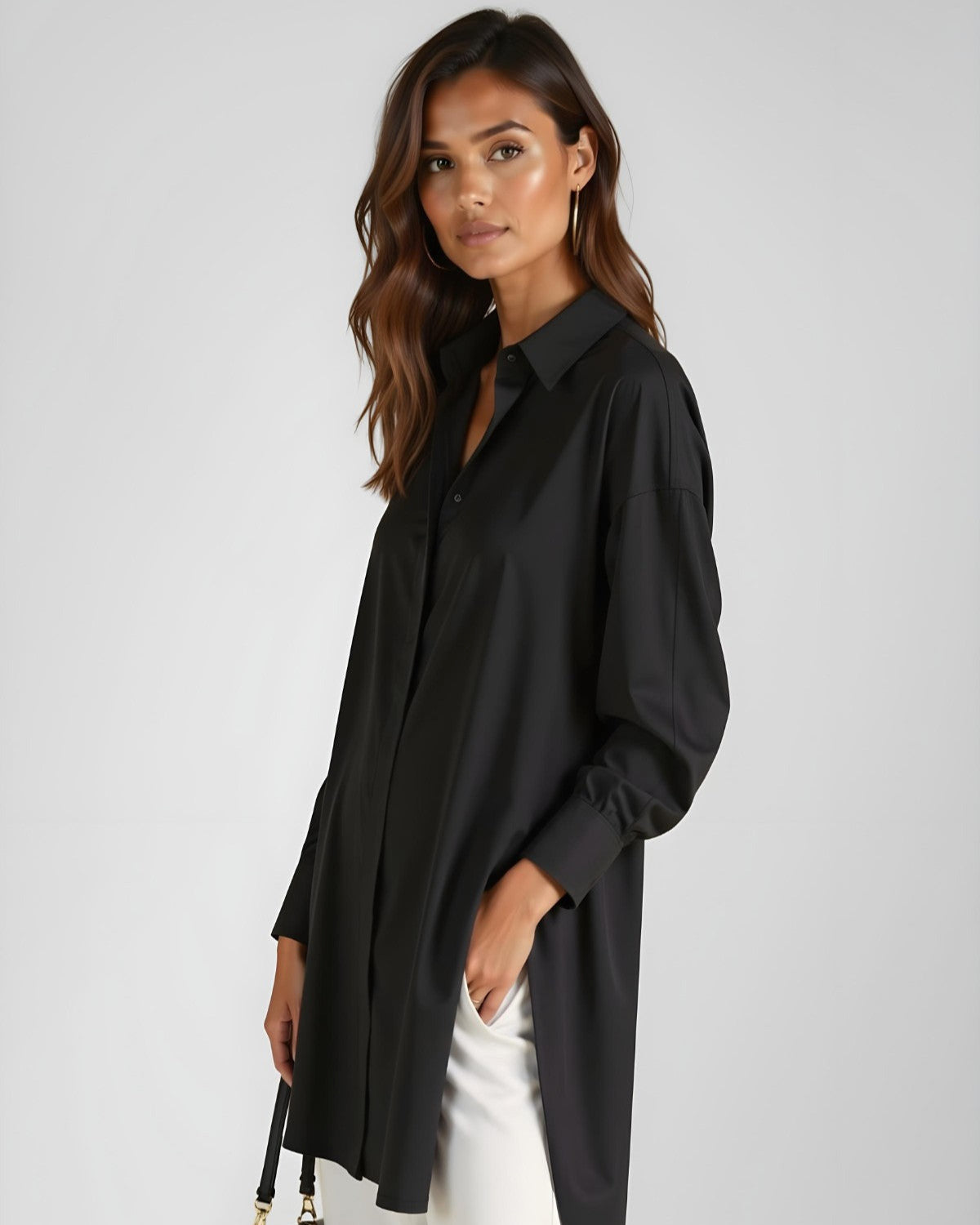 Oversized Lapel Button Shirt Dress