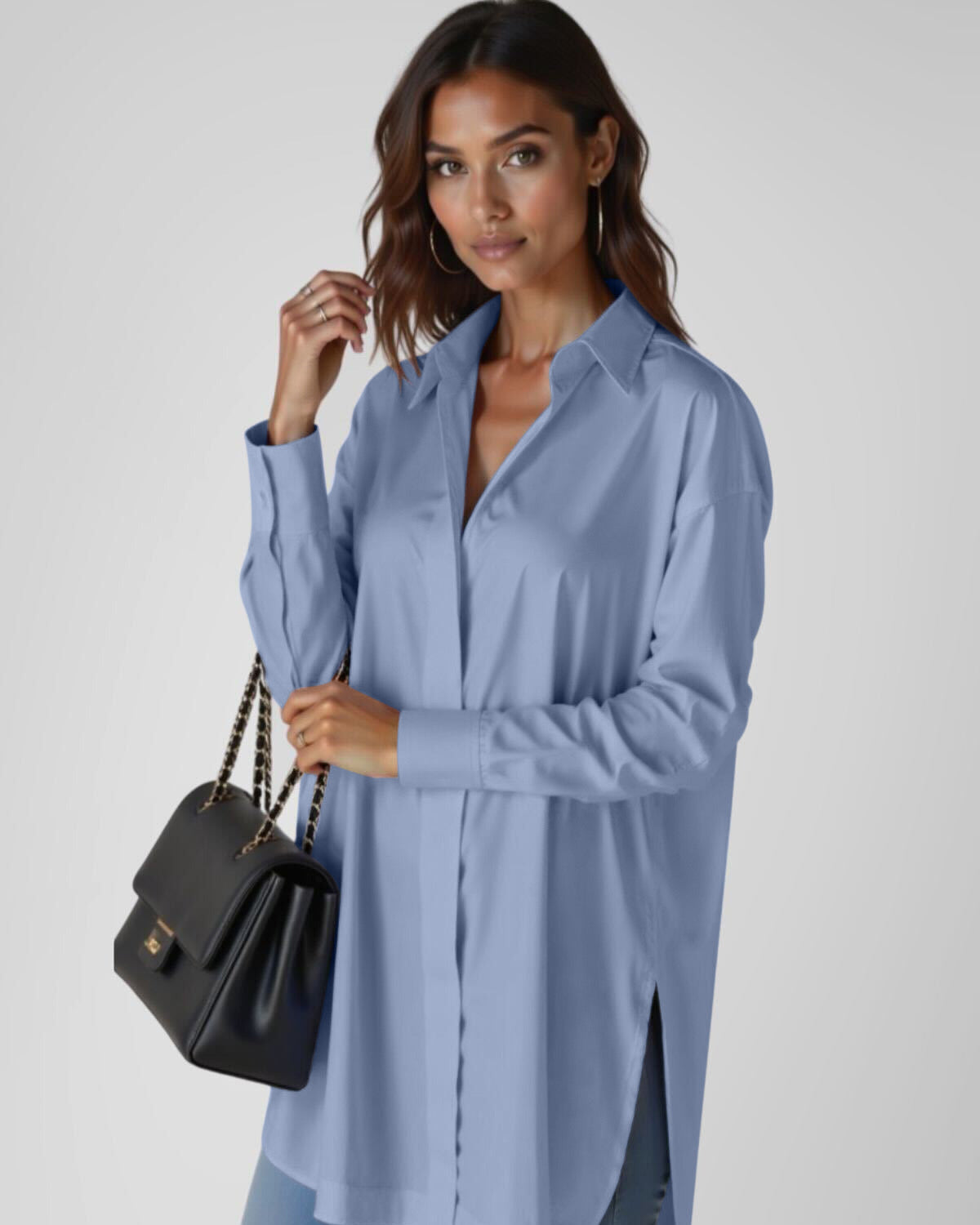 Oversized Lapel Button Shirt Dress