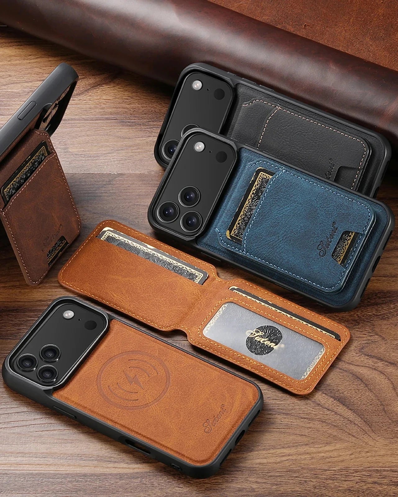Suteni Leather MagSafe Case – iPhone Wallet &amp; Stand