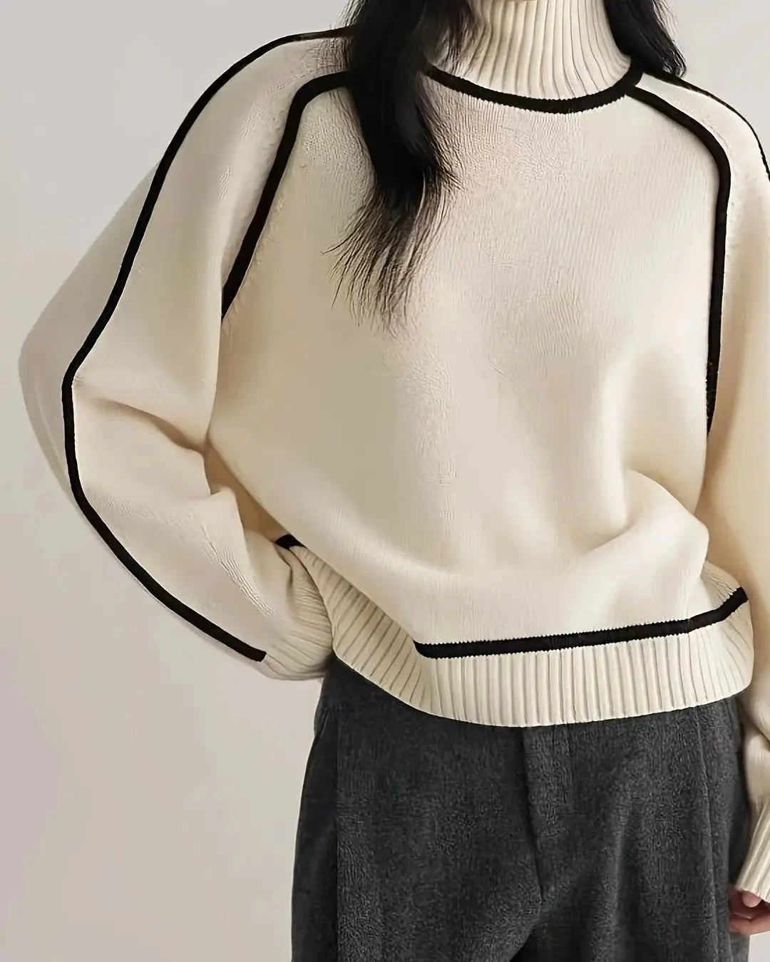 Lucia Color-Blocked Turtleneck Sweater