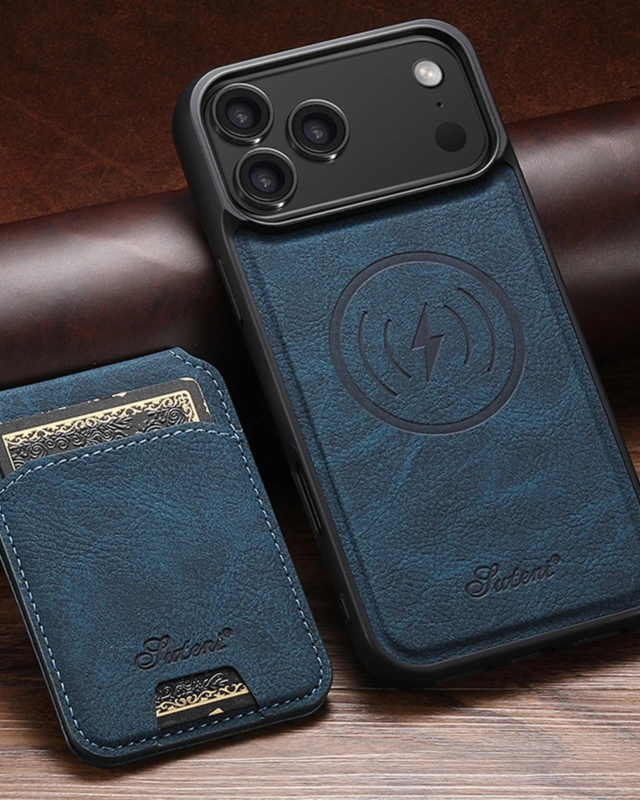 Suteni Leather MagSafe Case – iPhone Wallet &amp; Stand