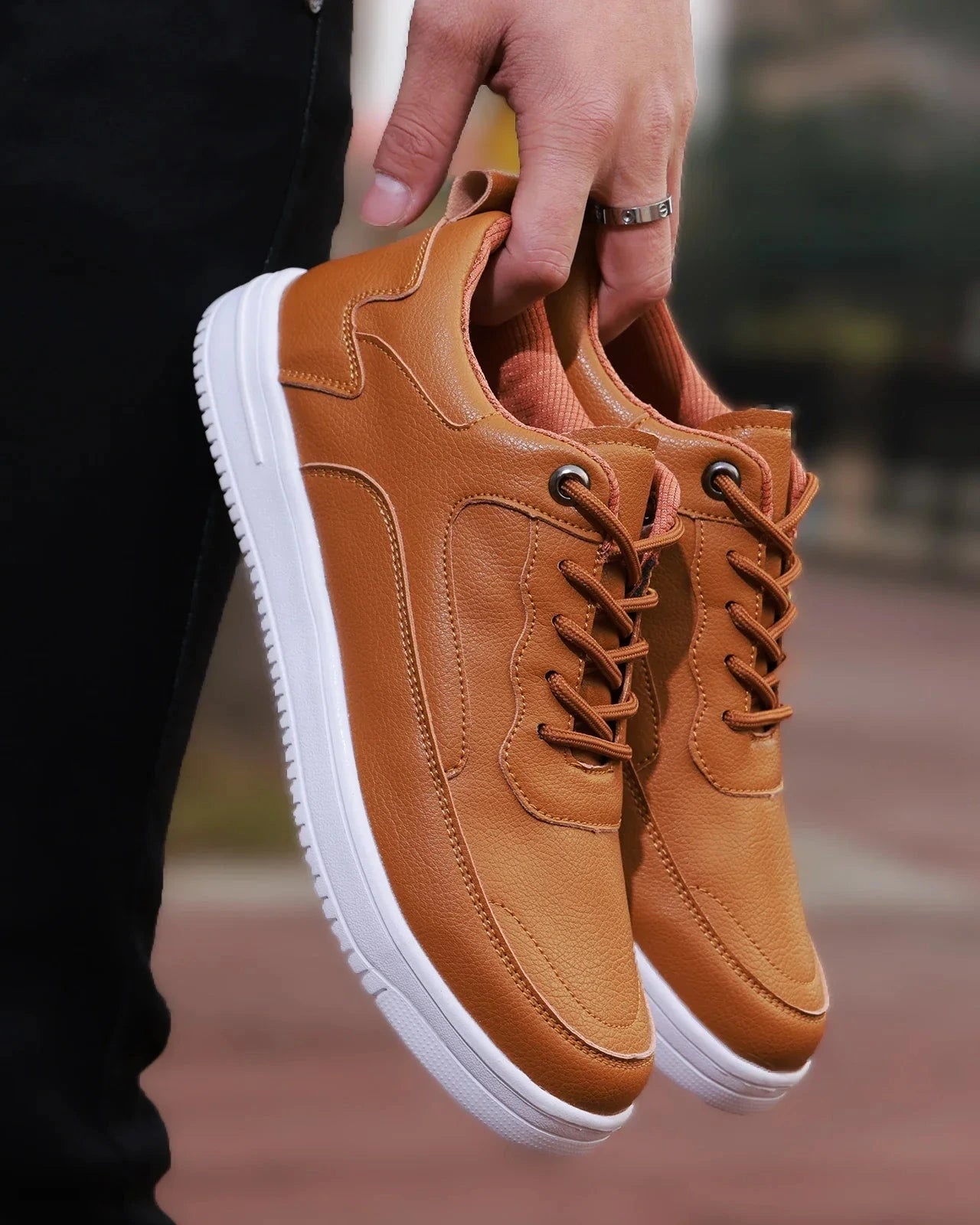 Matteo Leather Canvas Sneakers – Lightweight Breathable Fit for Men