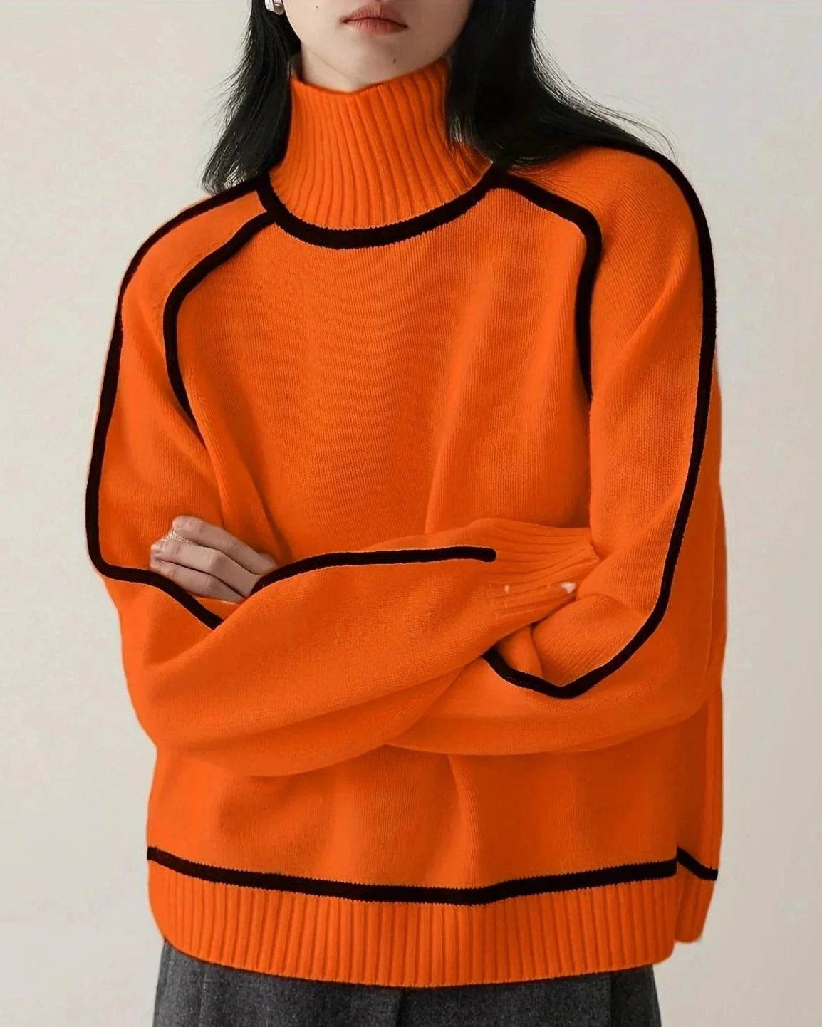 Lucia Color-Blocked Turtleneck Sweater