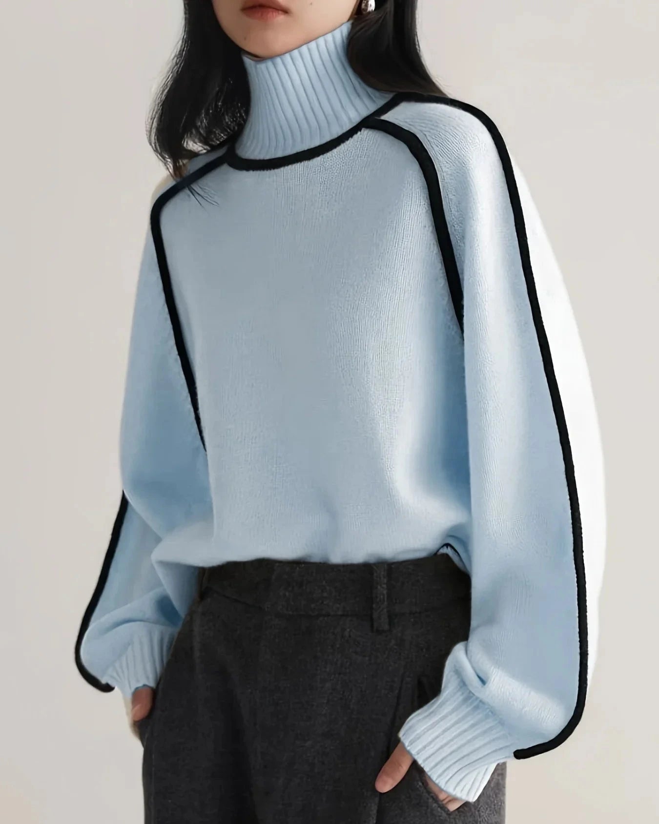 Lucia Color-Blocked Turtleneck Sweater