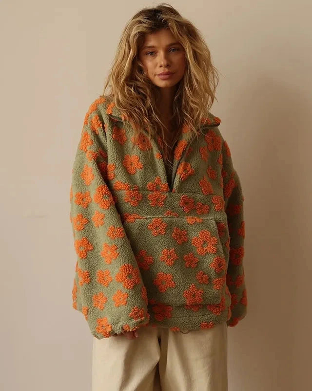 Alessia Floral Sherpa Pullover