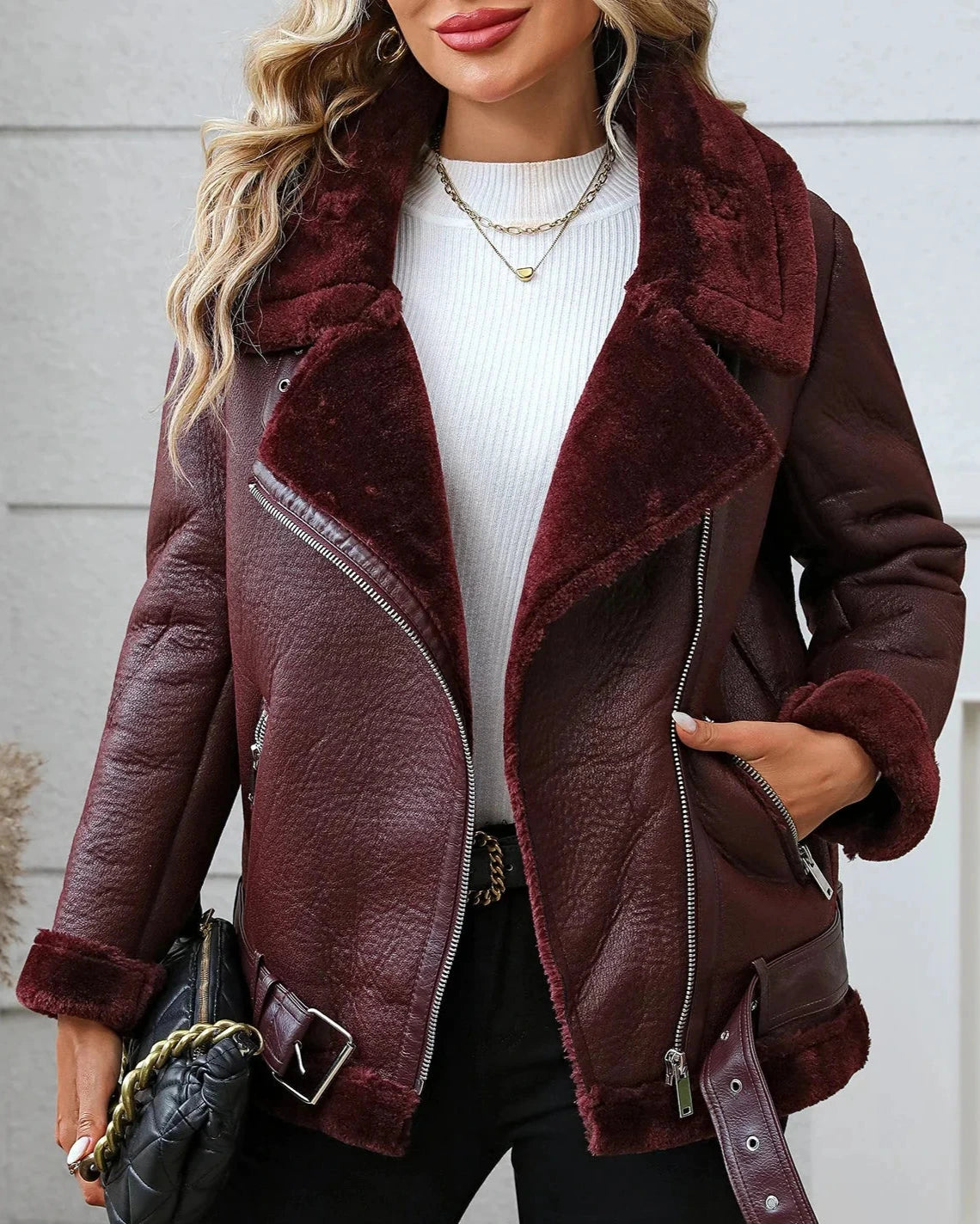 Bianca Shearling Moto Jacket